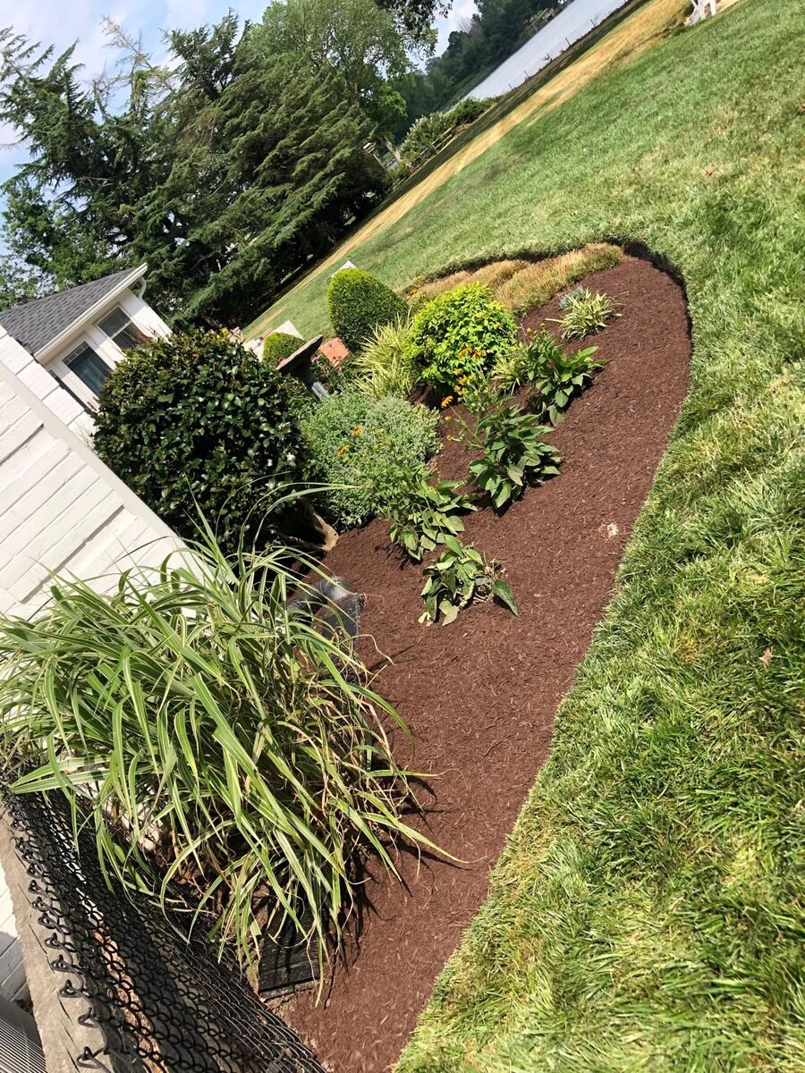 Mulch bed installation along house — Easton, MD