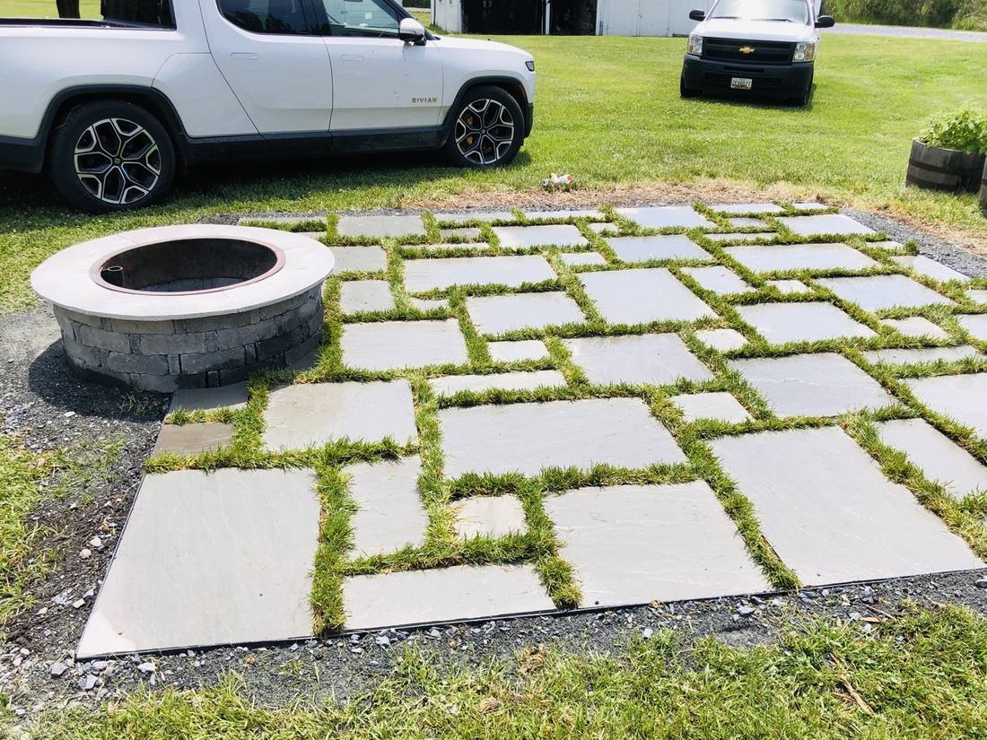 Flagstone paver patio with fire pit — Talbot County MD